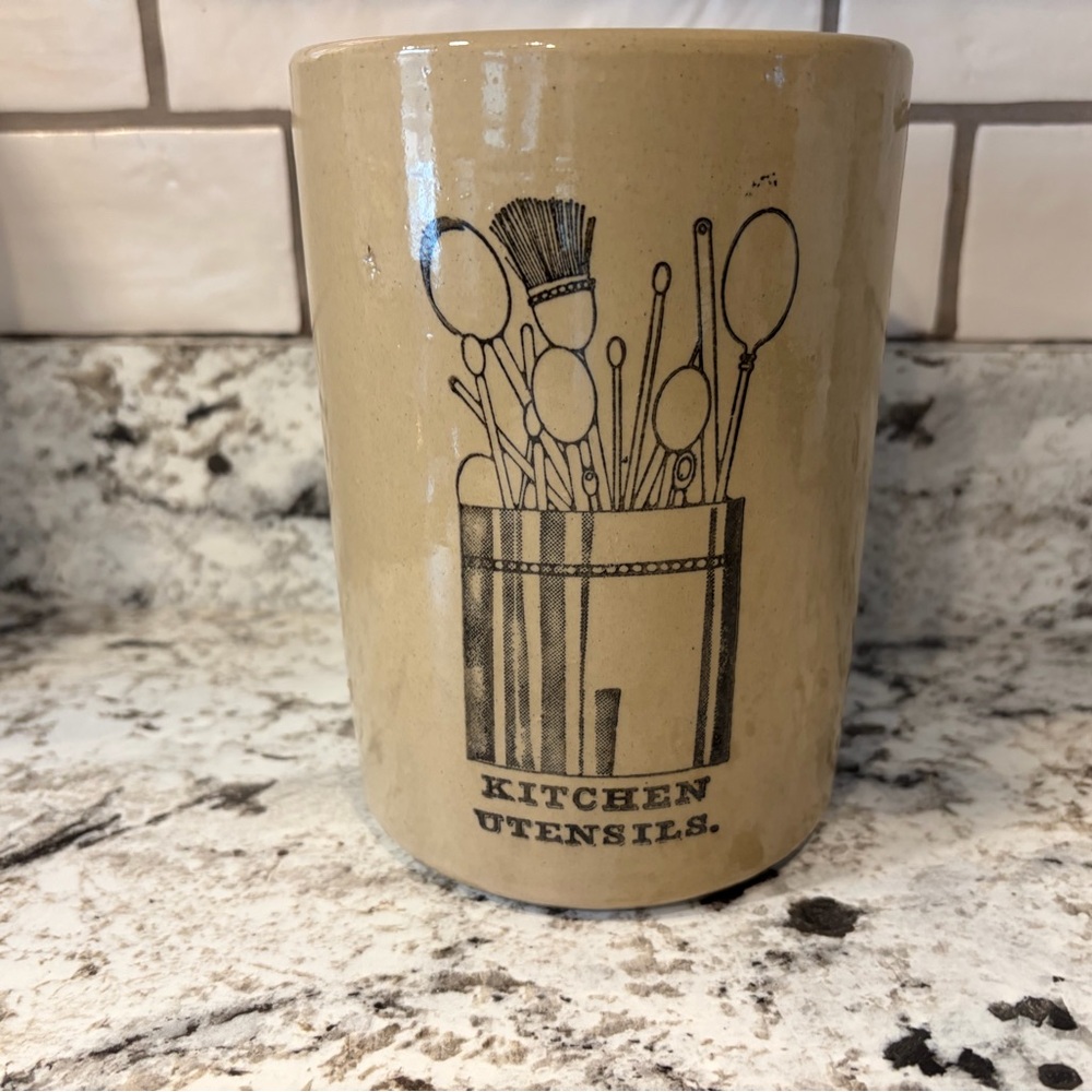Pearson Beige Vintage Ceramic Kitchen Utensil Holder with Printed Graphic - Picture 2 of 9